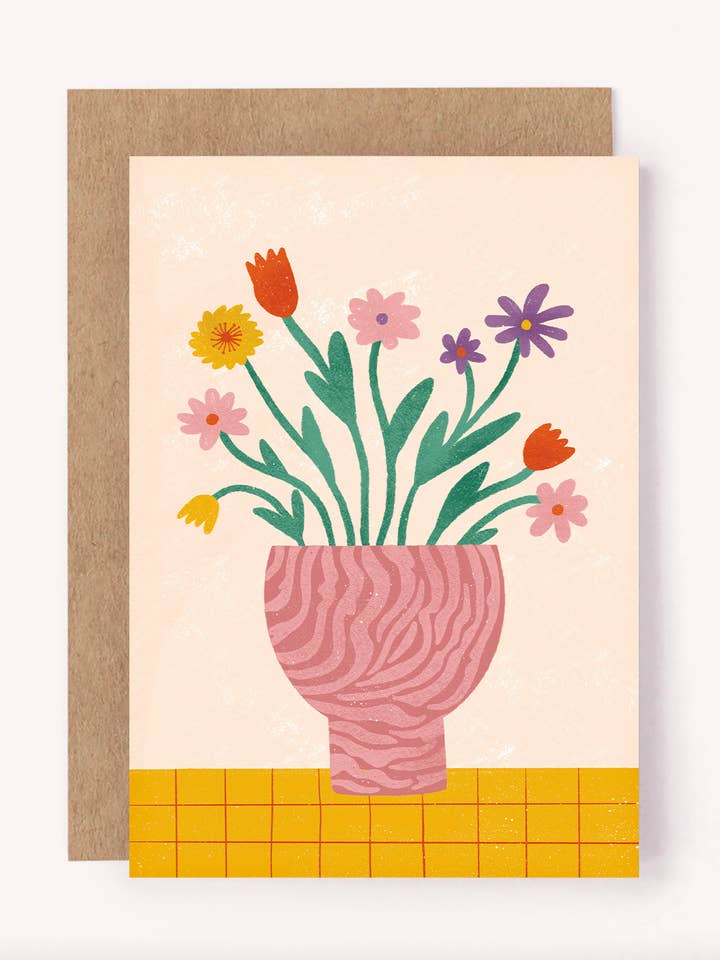 Flower Vase Card - Illustrated Flower Card | Floral Greeting for wholesale by Lauren Sissons Studio