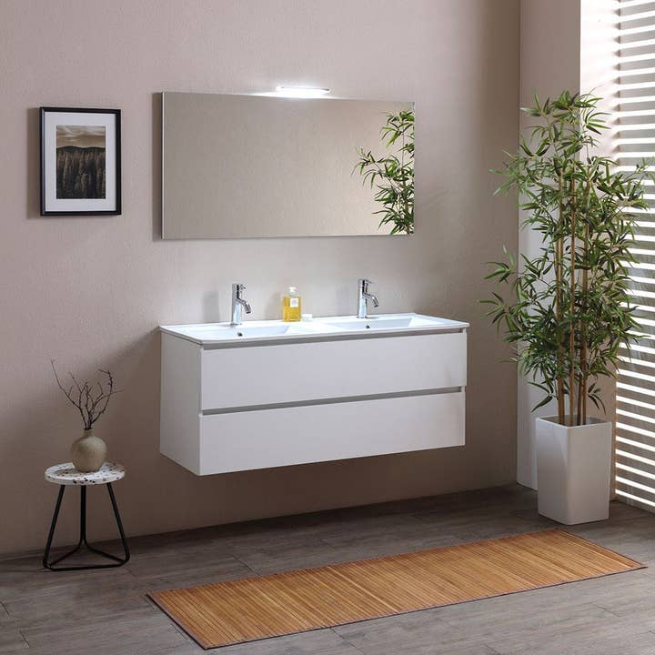 Meuble de Salle de Bain Belize 120 cm, 2 Tiroirs, Double Lavabo Led pour la vente par Kodicebagno Srl