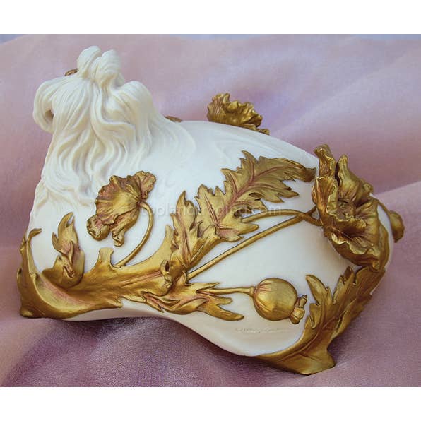 Top Land Trading - Wholesale Jewelry Box/Organizer - Art Nouveau Lady Jewelry Box-Flower On Lid W/ Magnet1