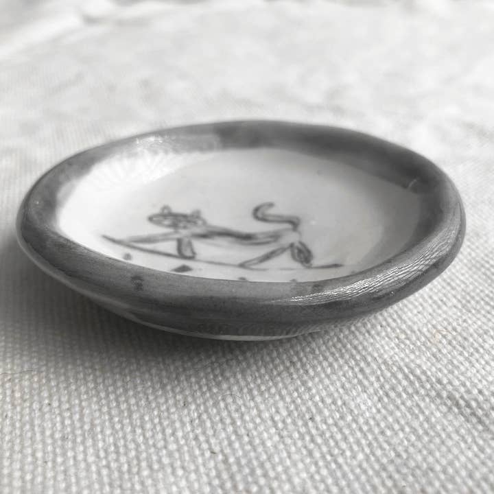 Steph Becker - Wholesale Jewelry Dish - Handmade Ceramic Cat Trinket Dish - Hand Painted Animal 2