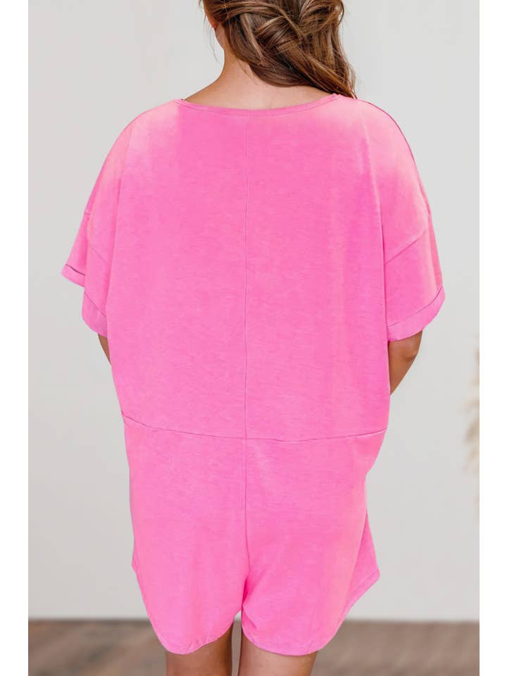 Aapparella - Wholesale Romper - Women's - Solid Half Sleeve V Neck Knit Casual Romper | S-XL