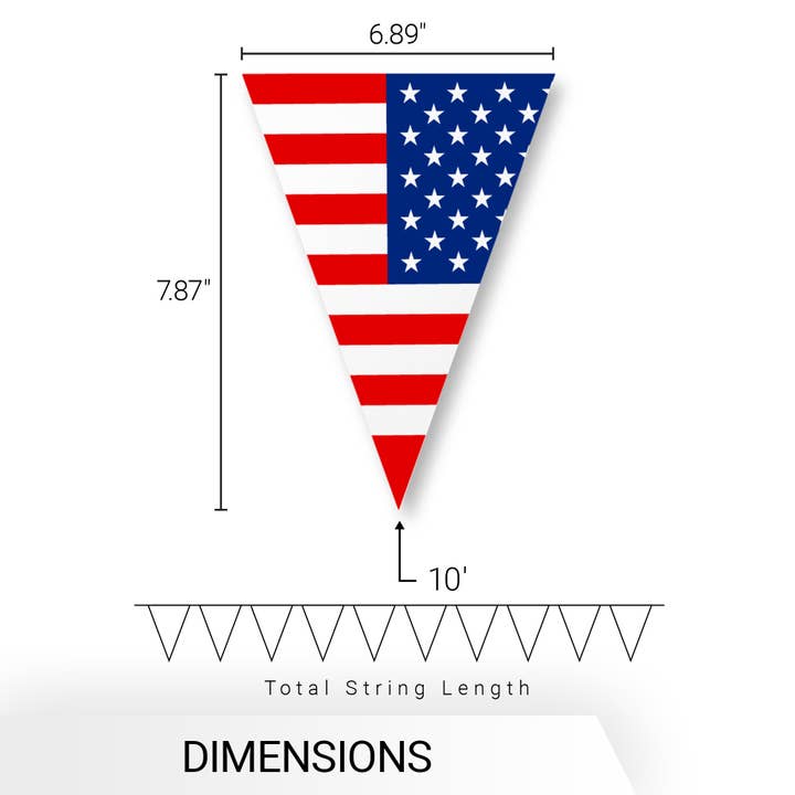 G128 - Wholesale Party Sign/Banner - G128 American USA Pennant Banner | Flag 7 x 8 Inch, Full String 9.8 Feet | Printed 150D Polyester, Decorations For Bar, School, Festival Events Celebration (Total 10 PCS)8