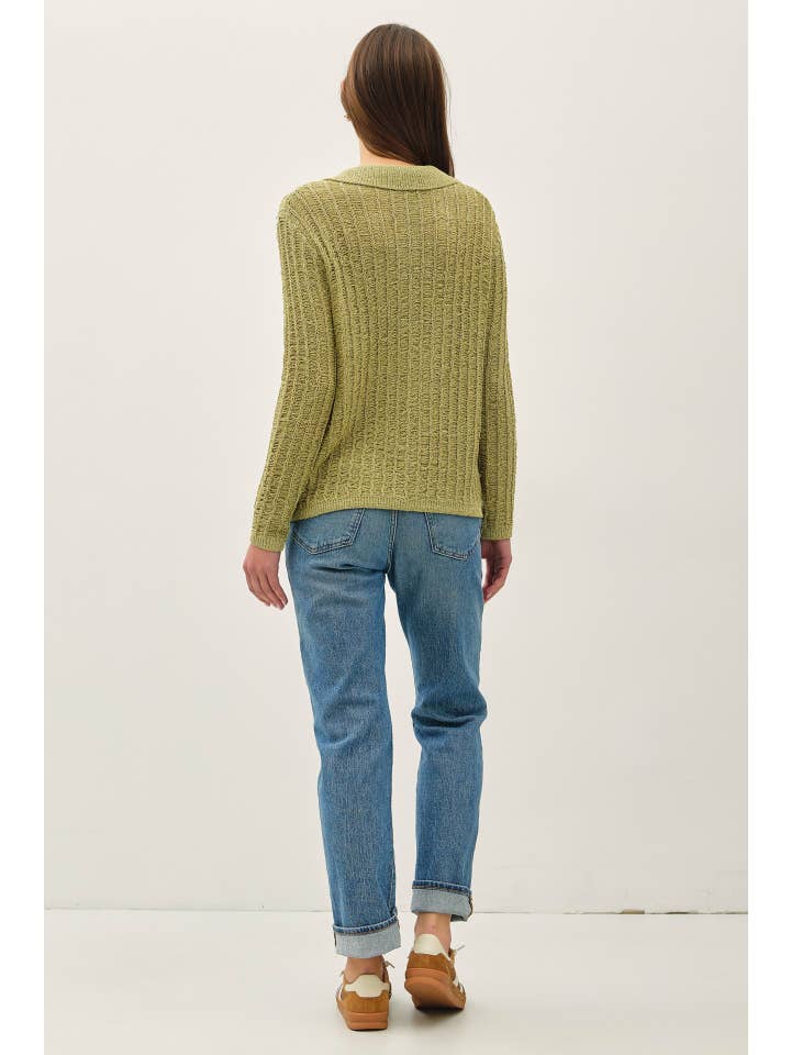 Be Cool - Wholesale Cardigan - Women's - BREEZY TEXTURED KNIT BUTTON UP COLLARED CARDIGAN 8