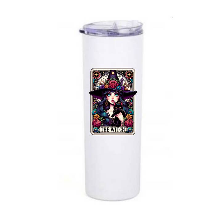 Witch Tarot Card Coffee Tumbler, Insulated Witchy Tumbler for wholesale by Fbombs & Booze
