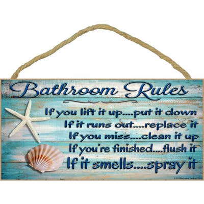 Seashells Bathroom Rules Holztafel, Schild, 12,7 x 25,4 cm für den Großhandel von SJT Enterprises, Inc.