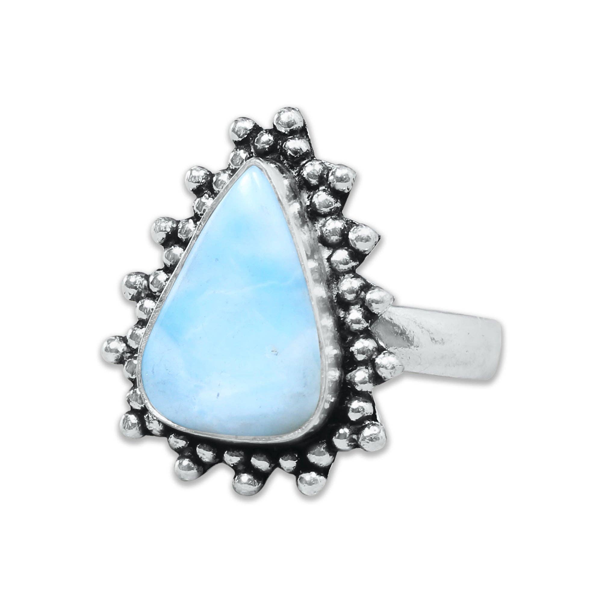 Handmade Jewels - Wholesale Cocktail/Statement Ring - Handmade Silver-Plated Larimar Rings – Minimalist Ocean-Inspired Jewelry (Natural Larimar)23