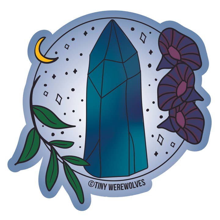 September Crystal & Flower Birthstone Sticker for wholesale by Tiny Werewolves