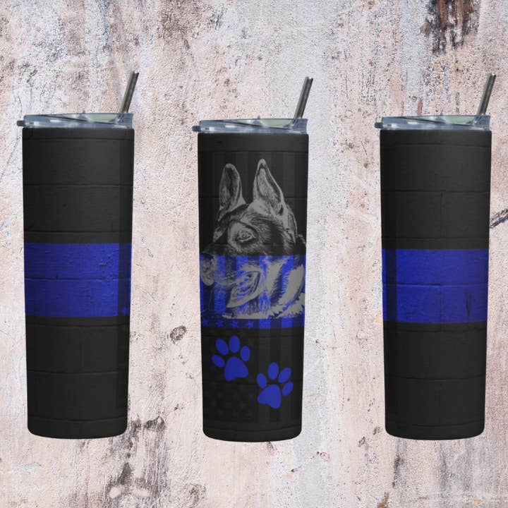 Thin Blue Line K9 GSD Dünner Becher, 20 oz für den Großhandel von Cacciatore’s Corner