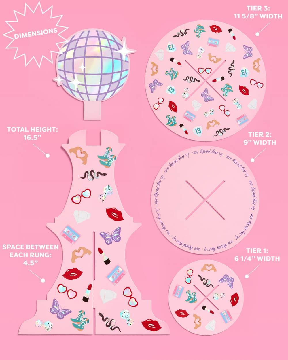 xo, Fetti - Wholesale Cake/Cupcake Topper - Party Era Cupcake Tower - 3 tiered display, dessert stand2