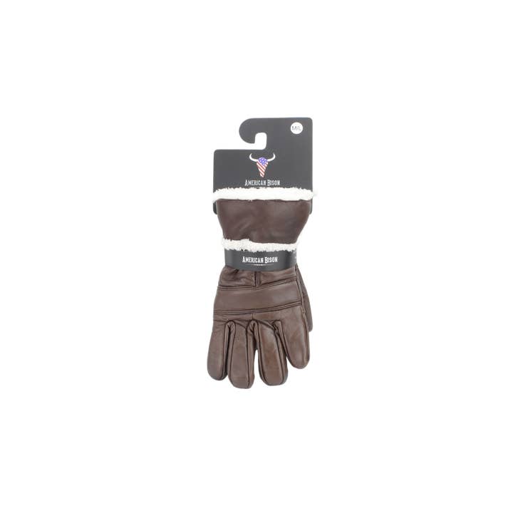 Sheepskin Leather Gloves with White Sherpa Lining ABGL102SH for wholesale by Leather Impressions Inc