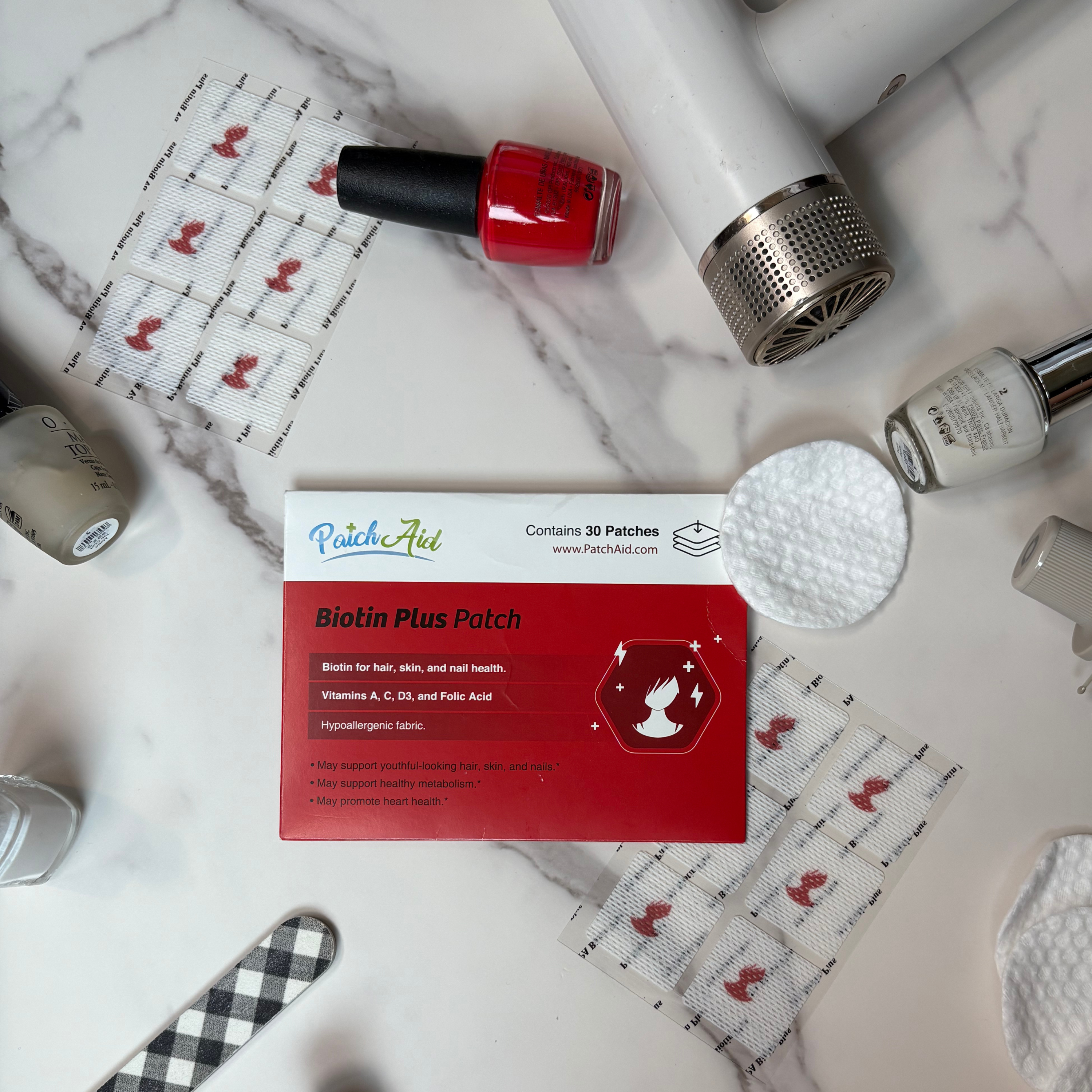 PatchAid - Wholesale Oral Supplement/Vitamin - Biotin Plus Vitamin Patch - Hair, Skin, and Nails Support 1