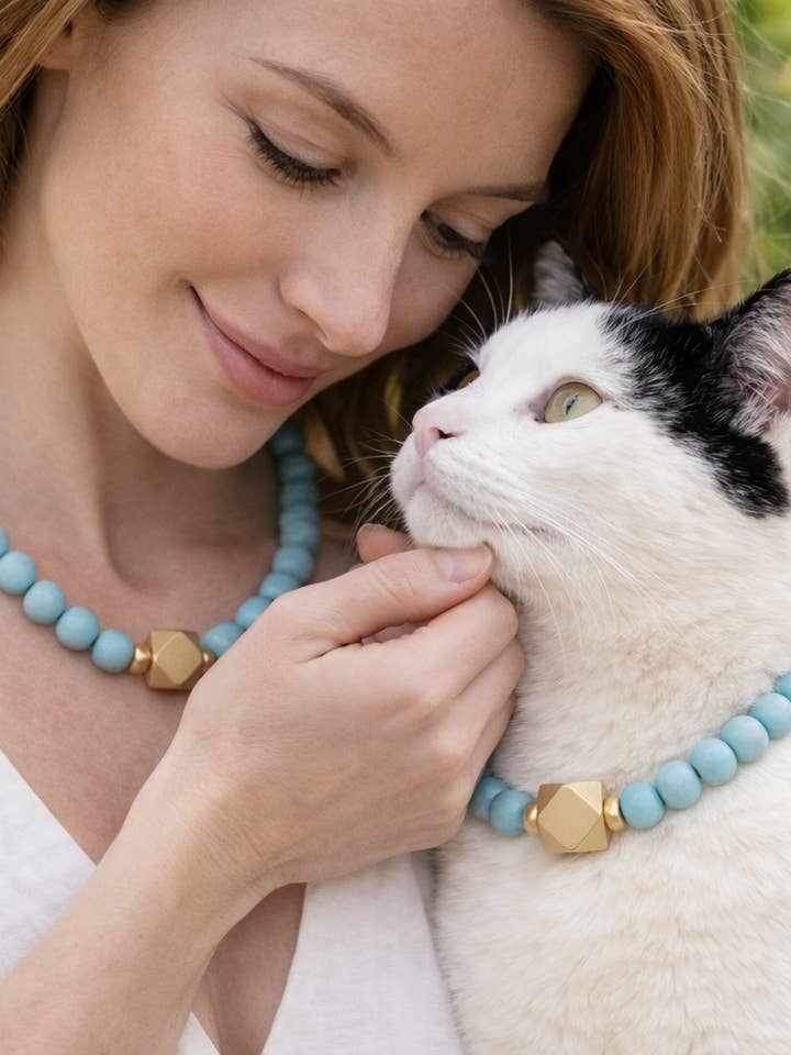 Matching Owner and Pet Handmade Wooden Bead Pet Collar for wholesale by April Mae Designs