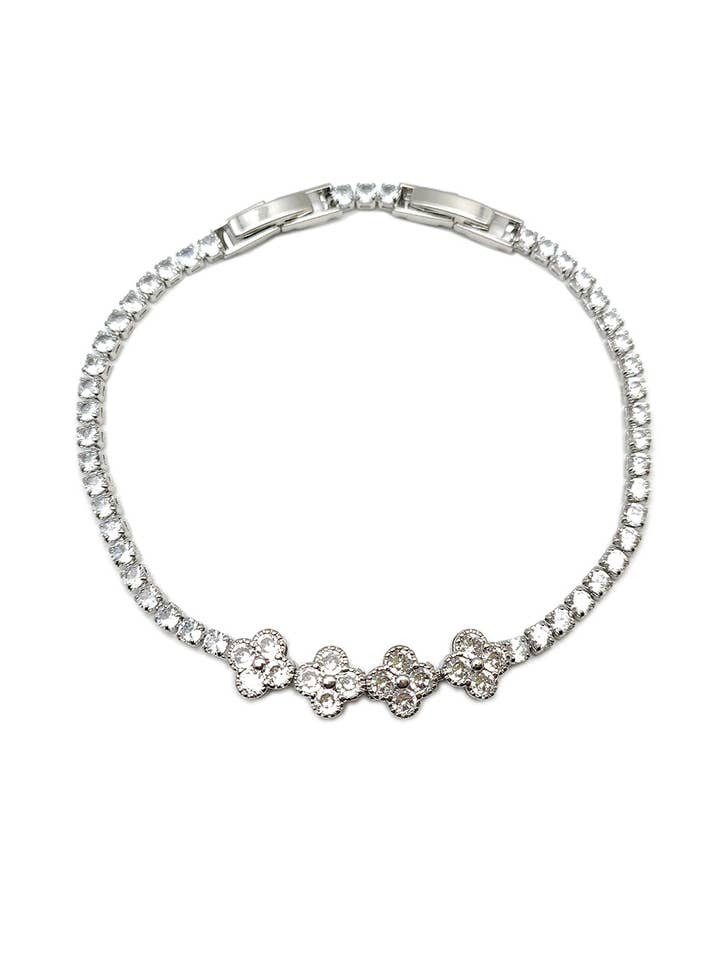 Bracciale con Strass a Forma di Quadrifoglio per la vendita all'ingrosso da parte di Lucylou Collection