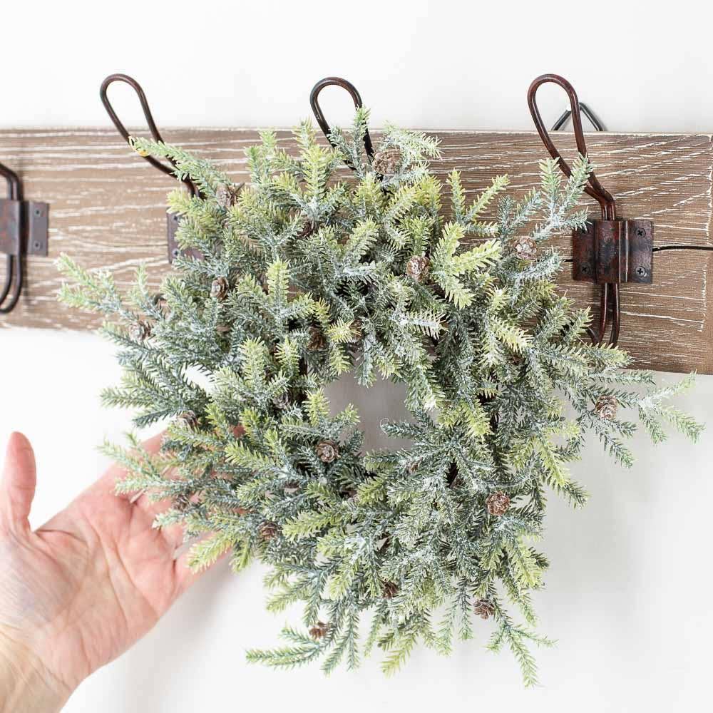 Factory Direct Craft - Wholesale Candle Holder - 12" Frosted Artificial Pine Candle Ring6