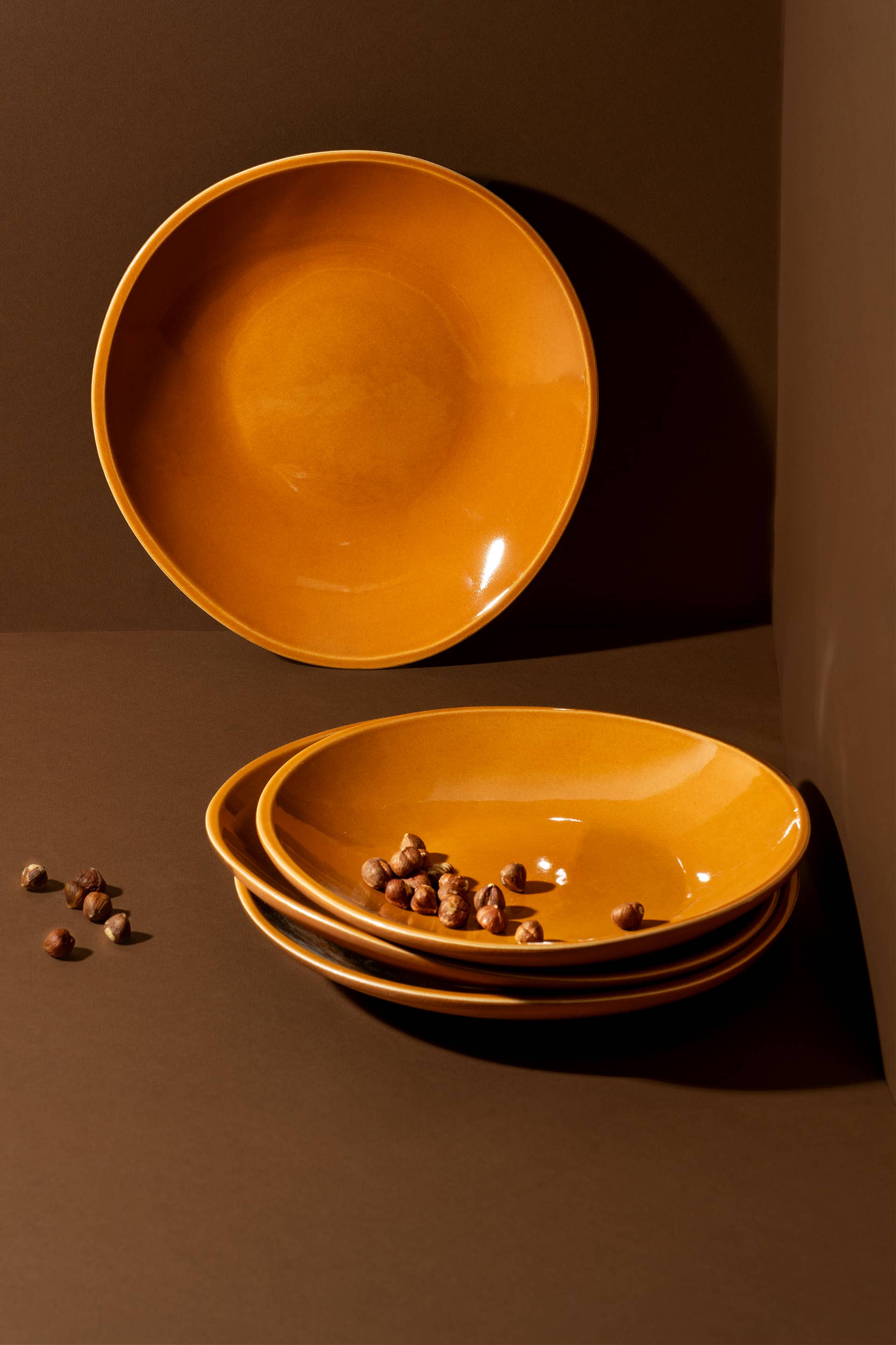 GHARYAN Stoneware & Olive Wood Tableware | Ships from USA - Wholesale Dinner Plate - Handmade Stoneware Dinner Plate | Dadasi 10.2"10