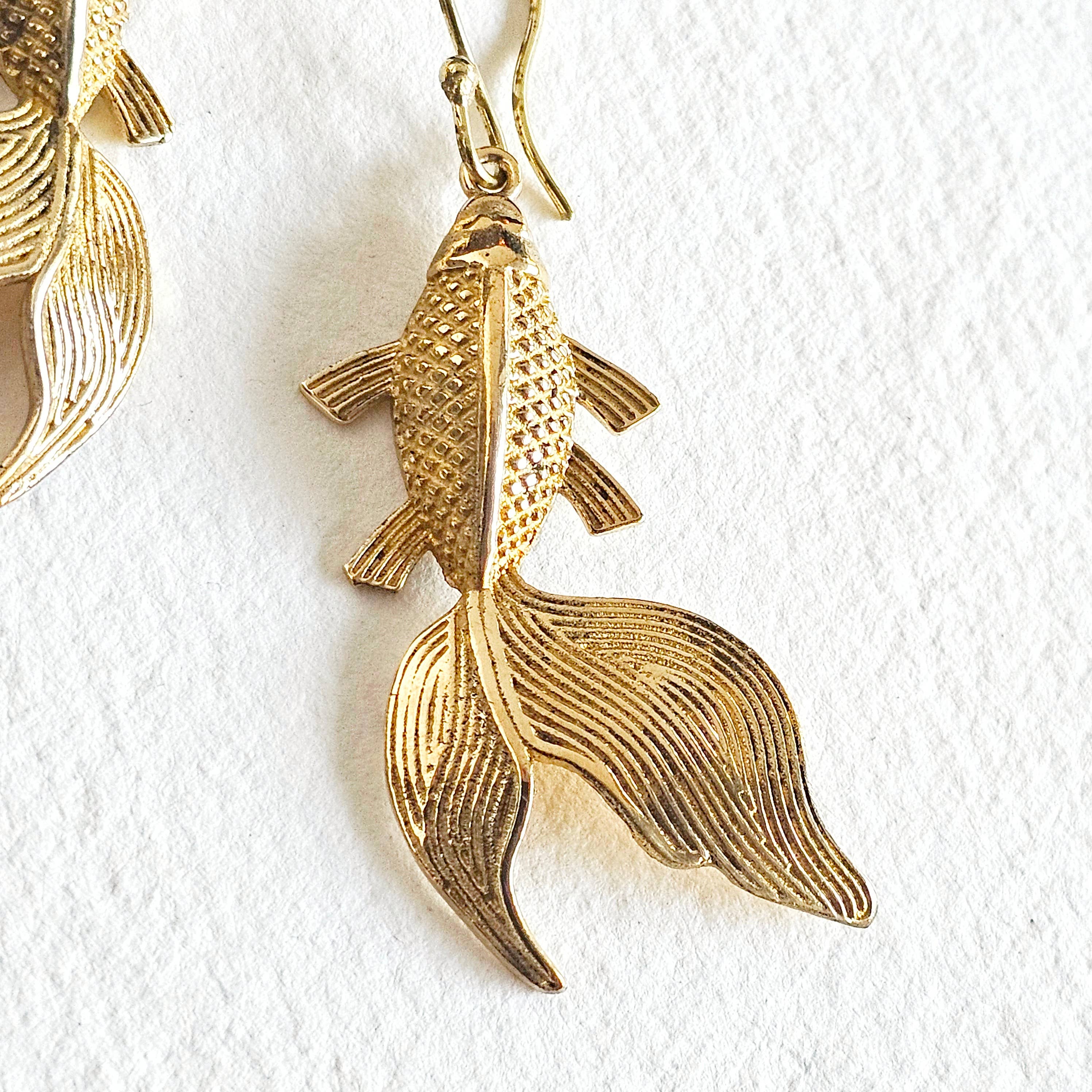 Bisjoux - Wholesale Dangle Earrings - Brass Koi fish design hanging earrings handmade 5