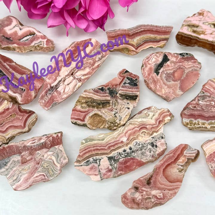 KayleeNYC – wholesale Andlig sten/kristall – Parti med 450 g naturliga rhodochrositplattor för helande energi3