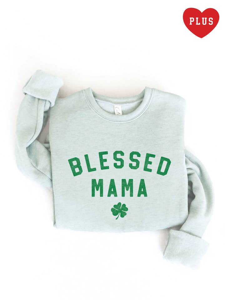 BLESSED MAMA CLOVER Plus Graphic Sweatshirt for wholesale by OAT COLLECTIVE