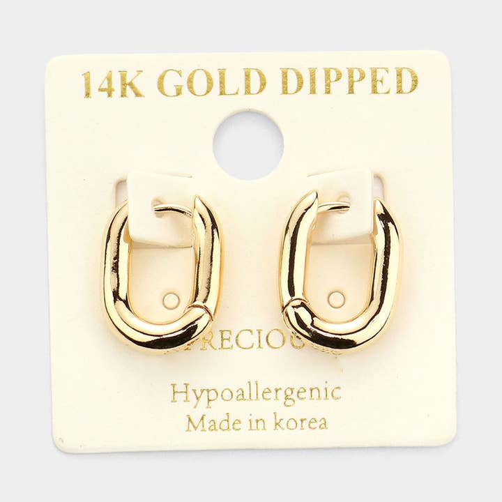 Orecchini a cerchio ovali in metallo placcato oro 14K per la vendita all'ingrosso da parte di Sensibling Corp.