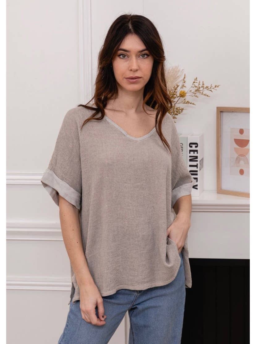 LINEN & COTTON HOUSE – Blusa - Mulher por atacado – Camisa de algodão e linho tamanho único12