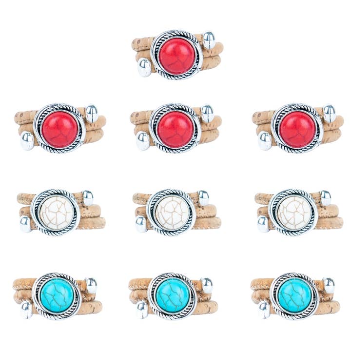 Meninas Bonitas Cork - Wholesale Cocktail/Statement Ring - Antique Silver vintage women Ring RW-019-MIX-10