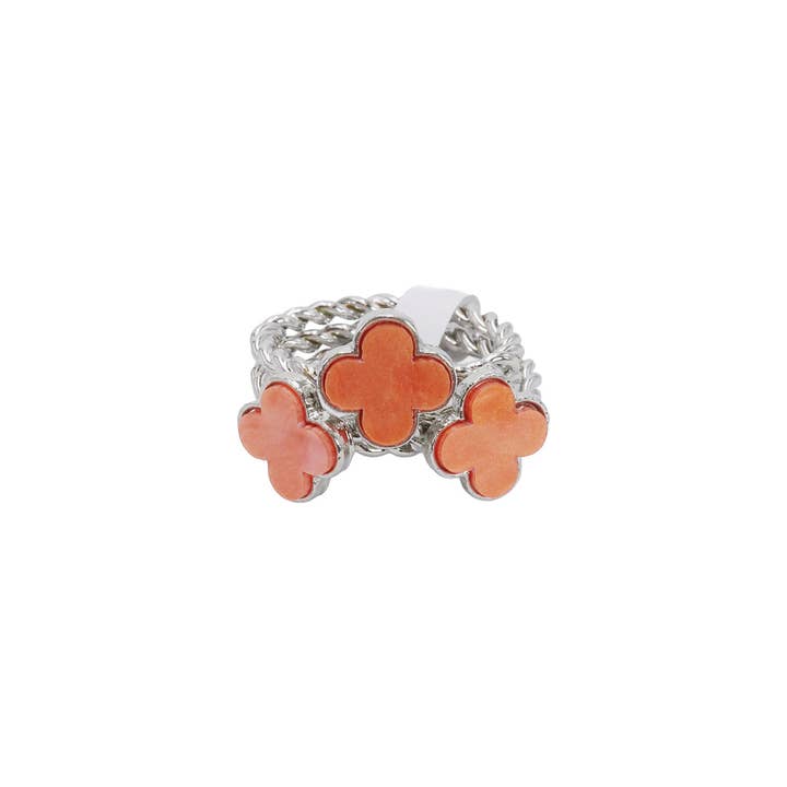 ASSORTED Clover Enamel Stackable Metal Ring - 12 Pcs for wholesale on Faire6