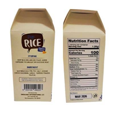 Enescorp International LLC - Wholesale Puffed Rice Treat - Cheesy and Spicy Pop Rice, 1.8 oz (50 gm)3