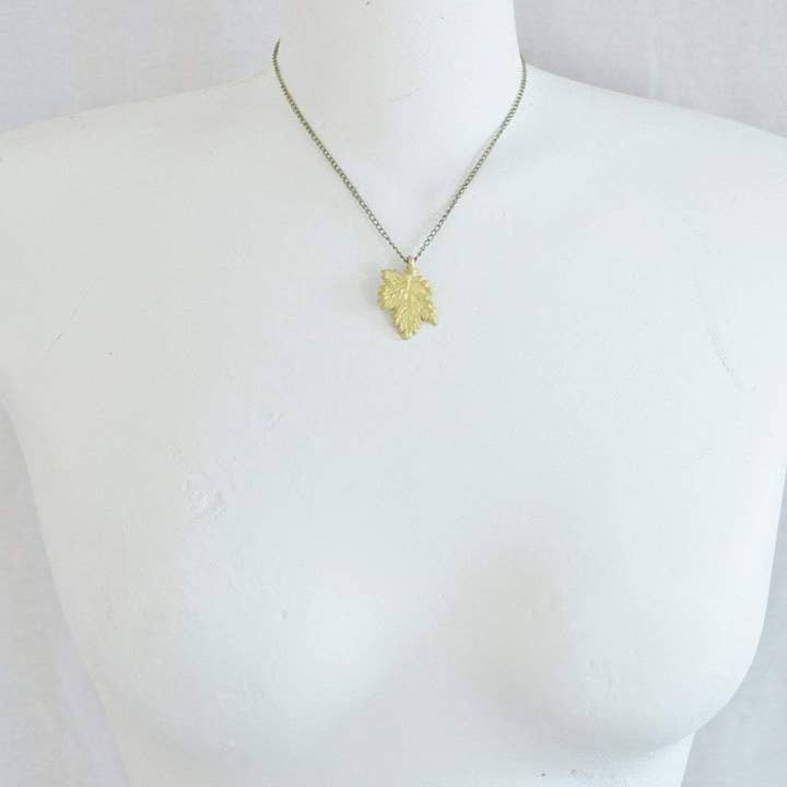 Alora Boutique Inc. - Wholesale Pendant/Charm Necklace - I Love Canada | Small Maple Leaf Necklace | Recycled Brass2