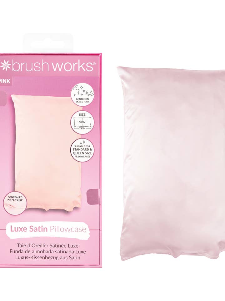 Brushworks Luxe Satijnen Kussensloop - Roze voor wholesale door Soinvogue