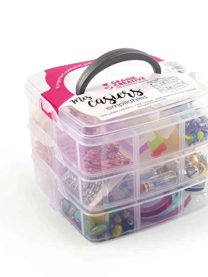 CASIERS DE RANGEMENT EMPILABLES EN PLASTIQUE 3 NIVEAUX pour la vente par Graine Créative