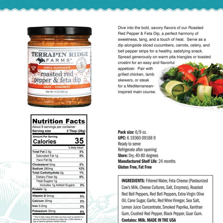 Terrapin Ridge Farms - Wholesale Dip - Roasted Red Pepper & Feta Dip 1