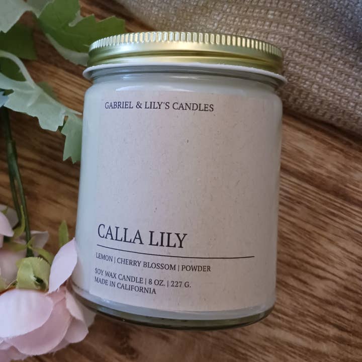 Calla Lily Soy Candle for wholesale by Gabriel & Lily's Candles