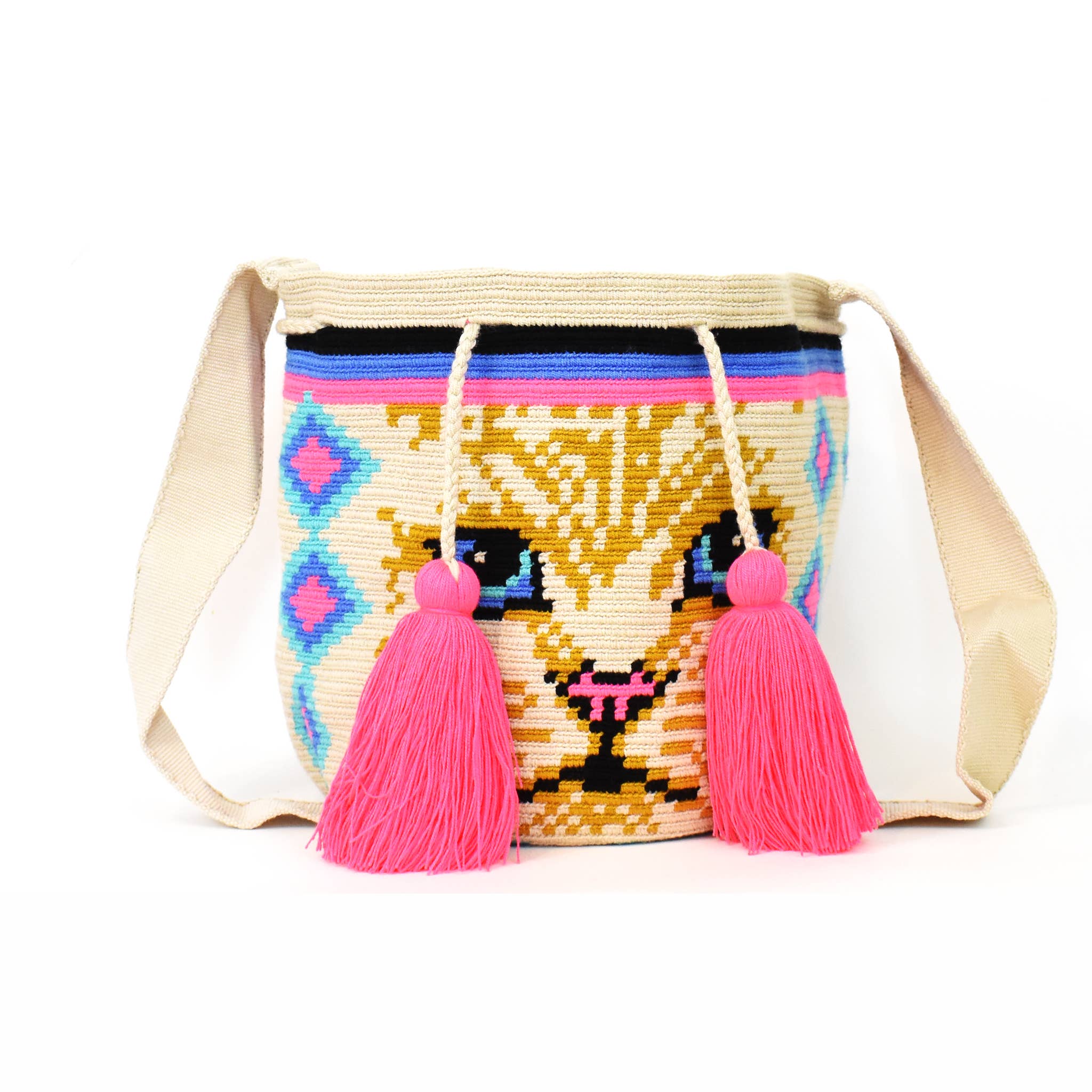 Caravan and Company - Wholesale Crossbody Bag - Women's - House Cat Wayuu Mochila Bag - Pink 1