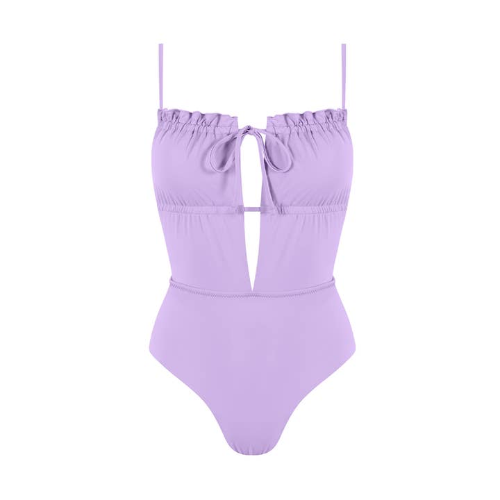 Chlamys Varia by MrMiss - Wholesale Swim Shorts - Women’s - Chlamys Varia Deep V one piece swimwear-Lavander0