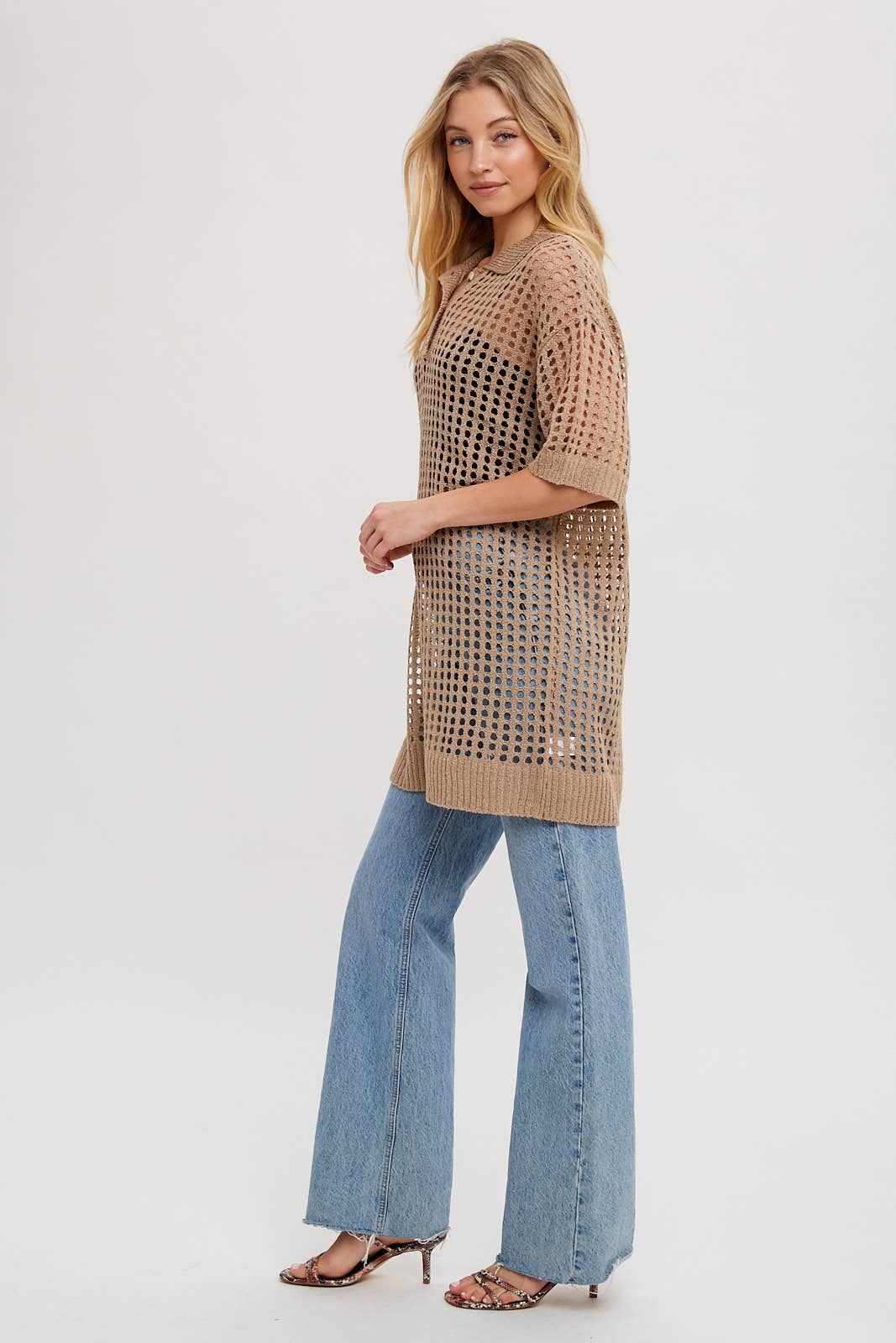 Bluivy - Wholesale Tunic - Women's - OPEN KNIT POLO SHIRT KNIT TUNIC18