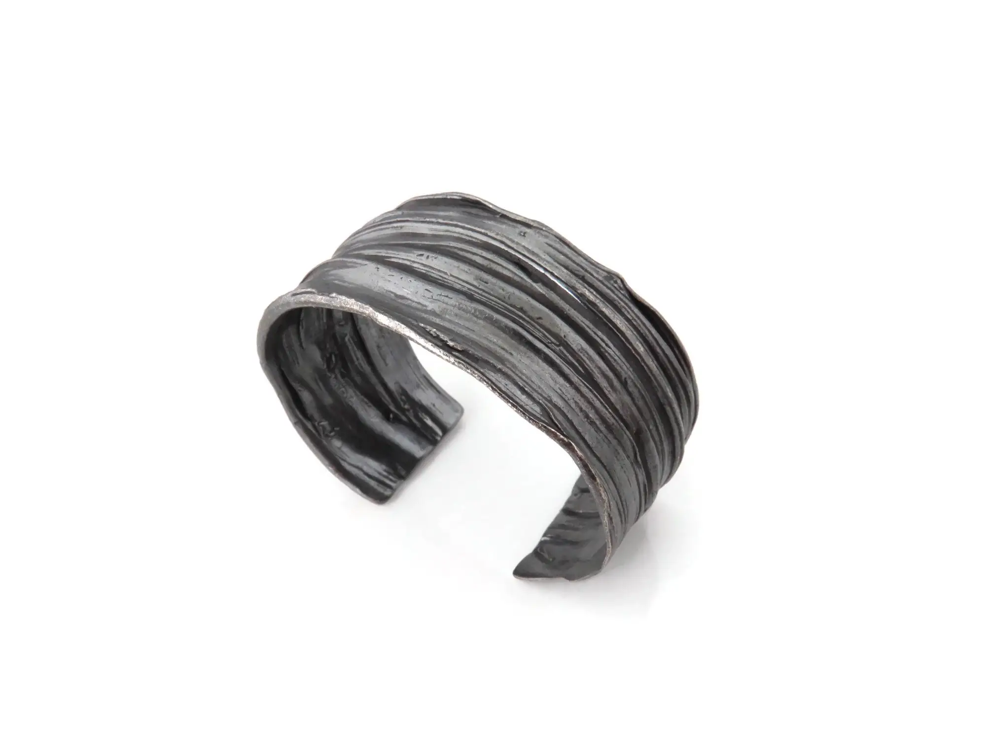 Kimya Joyas - Wholesale Cuff Bracelet - Wide Oxidized Silver Cuff Bracelet, Organic Black Jewelry2