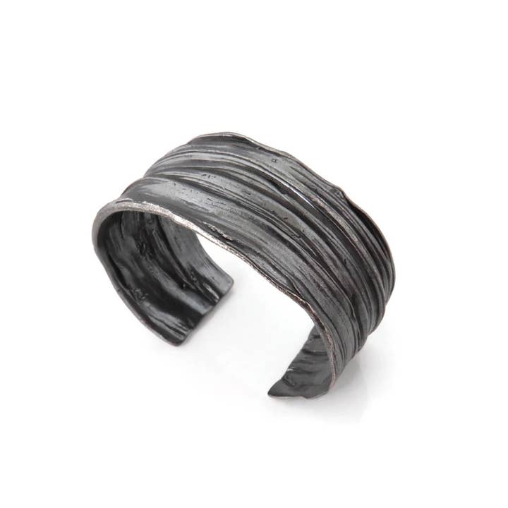 Kimya Joyas - Wholesale Cuff Bracelet - Wide Oxidized Silver Cuff Bracelet, Organic Black Jewelry2