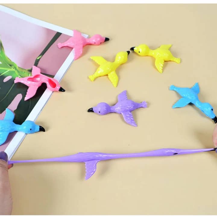 Toyarina - Wholesale Slingshot – Child - Flying Flamingo Slingshot Toy – Fun, Sticky & Elastic Toy