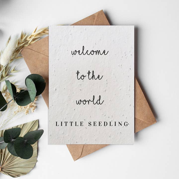 A6 Seed Paper Greeting Card - Black&White - Welcome for wholesale by Little Green Paper Shop