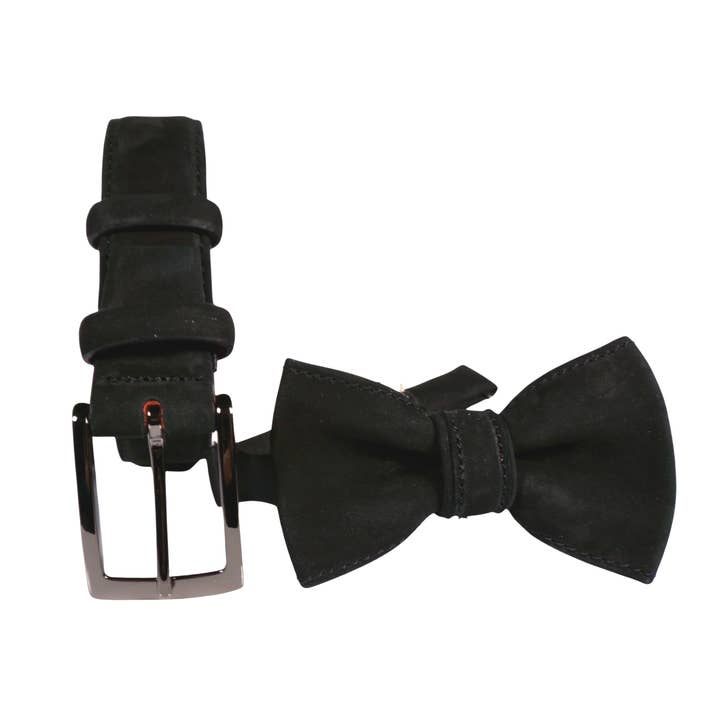 Cinturón de pajarita en nobuck negro Barroso para venta al por mayor de Tailorbelt