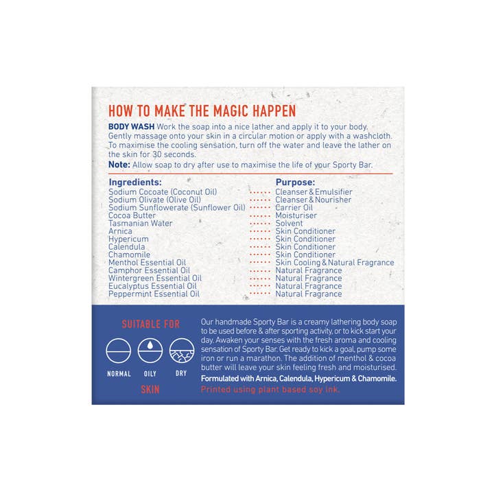 Downunder Wash Co - Wholesale Bar Soap - Sporty Cleanse & Refresh Bar(Menthol, Camphor & Wintergreen)2