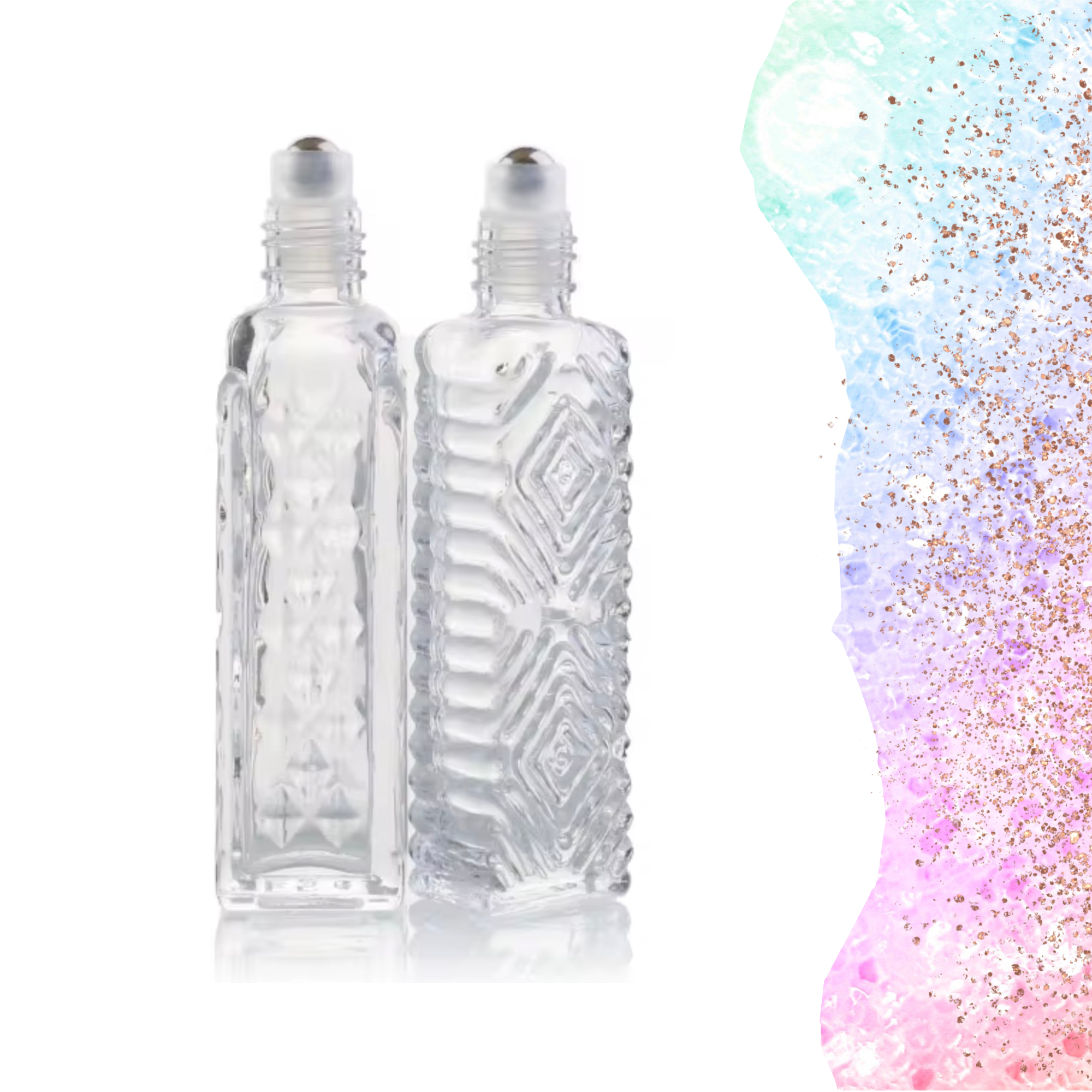 Essential Wellness - Body, Mind, Spirit - Wholesale Essential Oil Roll-On - DIAMOND Pattern 15ml Glass Roller Choice of Cap and Roller2