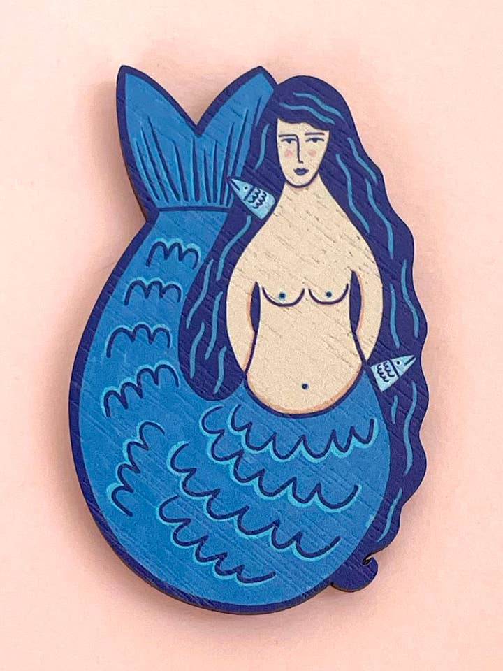 Broche Sirène en Bois pour la vente par Su Owen