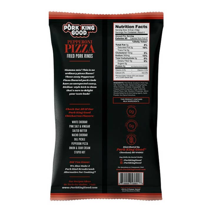 Pork King Good - Wholesale Puffed Snack - Pork King Good Pepperoni Pizza Pork Rinds 1.75oz Bag1