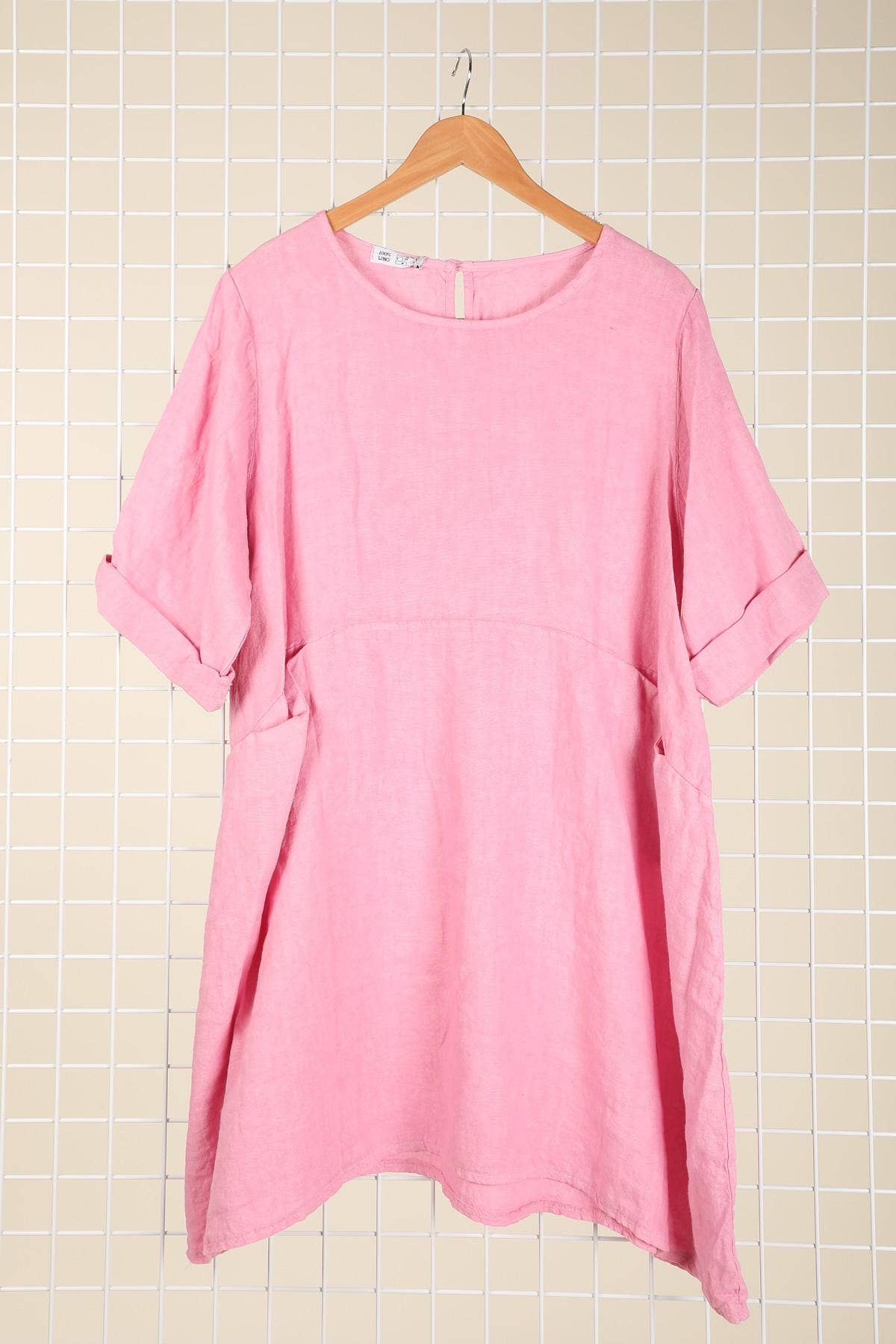 la maison des fibres naturelles – Engroshandel Kjole - Dame – Kort hørkjole med rund hals i 100 % hør 67193