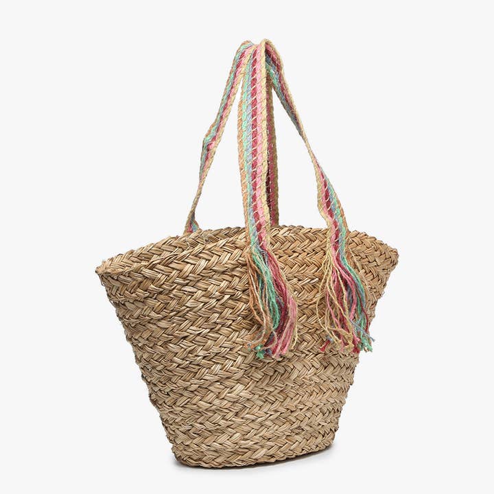 Naturlig R2094 Kit taske i naturmarmoris med farverige fletninger for engroshandel på Faire2