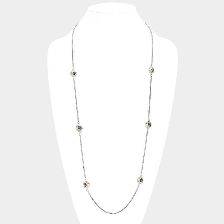 Halsband med cirkelhänge i två toner, pläterat med 14K guld för wholesale av Sensibling Corp.