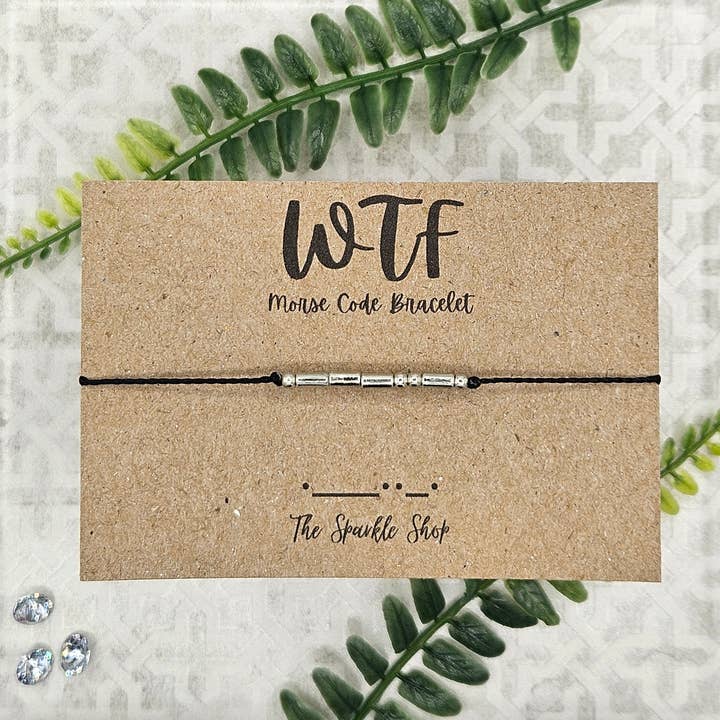 Handmade Morse Code Bracelet - WTF for wholesale by The Sparkle Shop