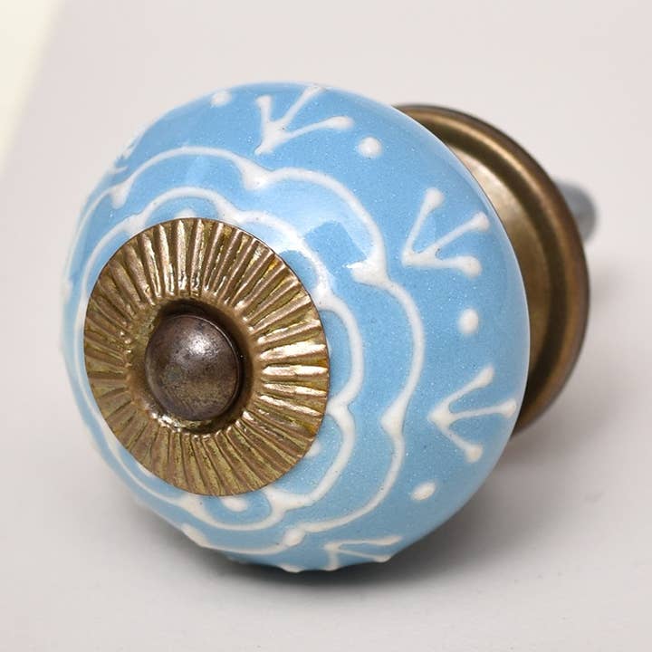 1 pièce de bouton de porte d'armoire en céramique extérieure pour la vente par Daana Paani LLC