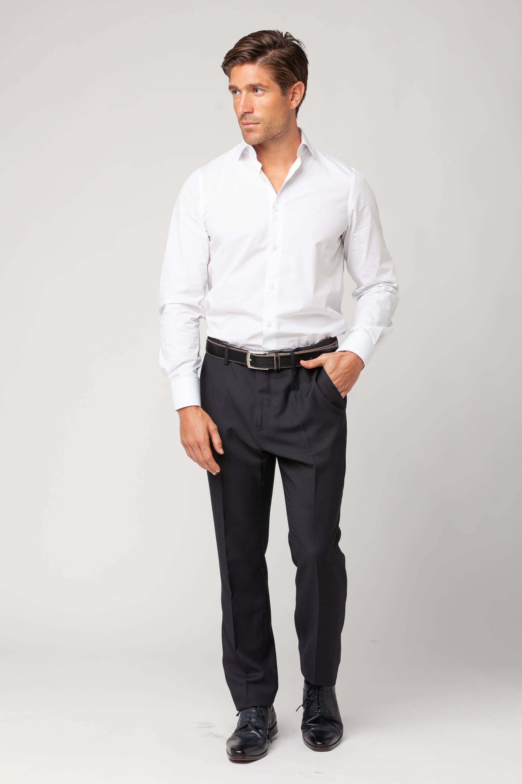 Blank Plain White Poplin Slim Fit Dress Shirt w/ bohemian for wholesale on Faire